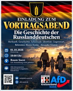 Mehr über den Artikel erfahren Einladung zum Vortragsabend am 01.10.26