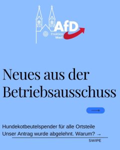 Mehr über den Artikel erfahren Betriebsausschuss Werl – AfD-Antrag Hunde